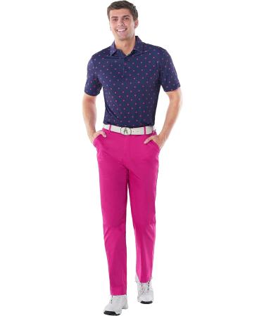 Royal & Awesome Men's Pink Golf Chino Pants - 38W x 32L Slim Fit Casual Pants - Buy Online on GoSupps.com