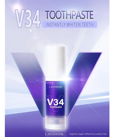 V34 Toothpaste for Teeth Whitening - Effective Oral Care & Stain Removal 30ml Purple Toothpaste - Shop Internationally - Buy Online on GoSupps.com