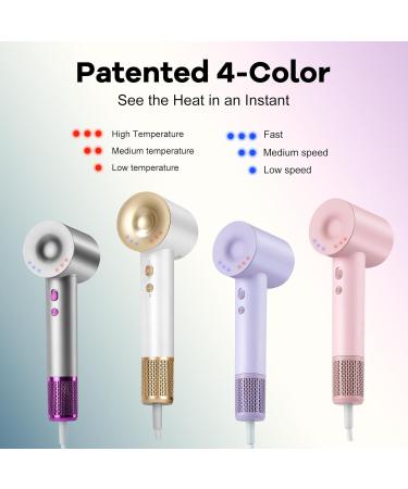 High-Speed 120 000 RPM Hair Dryer - Professional Ionic Supersonic Blow Dryer for Fast Drying | Low Noise Constant Temperature - Unisex White Gold - Buy Online on GoSupps.com