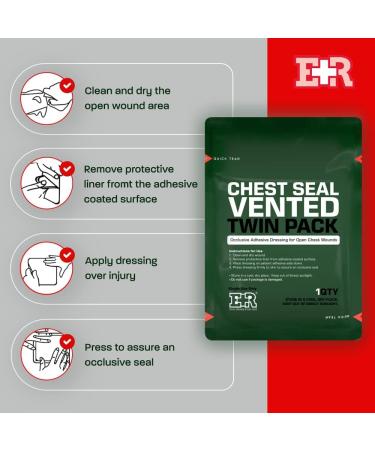 Ever Ready First Aid Vented Chest Seal Twin Pack - 6.6 Square Occlusive Dressing for Open Chest Wounds - Buy Online on GoSupps.com
