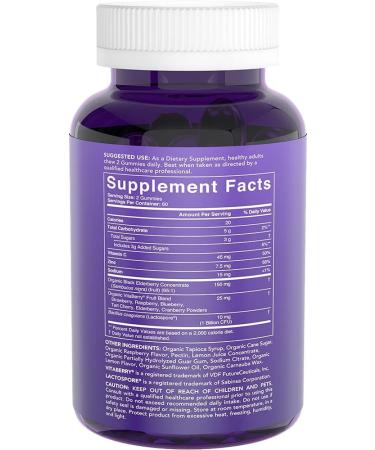 Sports Research Elderberry Gummies with Vitamin C, Zinc & Probiotics | USDA Organic, Vegan & Non-GMO (120 Gummies) - Buy Online on GoSupps.com