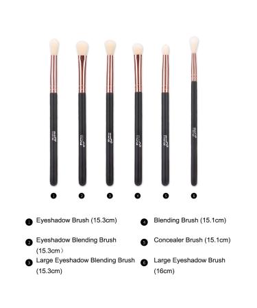 MSQ 6pcs Rose Gold Eye Brush Set - Eyeshadow, Eyebrow, Eyeliner, Blending & Concealer Makeup Brushes - Perfect Gift Idea - Buy Online on GoSupps.com