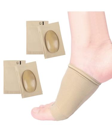 2 Pairs Compression Arch Support Sleeves with Gel Pad Inside  Plantar Fasciitis Foot Pain Relief Cushions for Flat Feet  Fallen Arches  Achy Feet Problems  Universal Size for Men and Women (Beige)