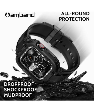 amBand Rugged Case with Strap for Apple Watch 8/7 45mm - Protective Cover for iWatch 6/SE/5/4/3 Men - Black 42/44/45mm - Buy Online on GoSupps.com