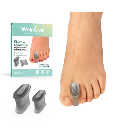 Welnove 12-pack gel-toe spreader-bale pad-toe spacers to straighten overlapping toes for men and women-transparently black black - Buy Online on GoSupps.com