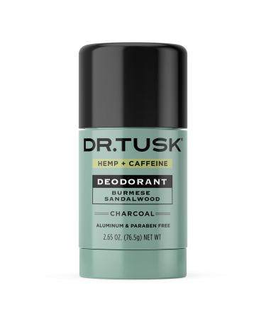 DR.TUSK Mens Deodorant | Natural Aluminum Free Antiperspirant for Men | Hempseed Oil, Caffeine & Charcoal | Burmese Sandalwood | Non-toxic | 2.65oz