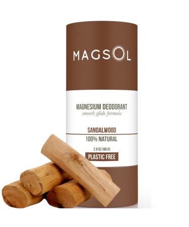 MAGSOL Plastic-Free Natural Deodorant for Women - 100% Aluminum Free  Baking Soda Free  Plastic Free - 2.8 oz Sandalwood