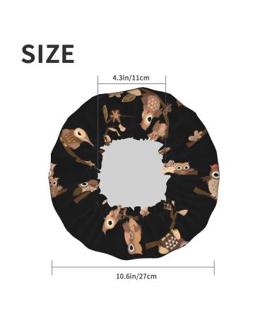 Cute Brown Cartoon Owls Reusable Shower Cap - Waterproof Hair Cap with Peva Lining & Double Protection Layers - Buy Online on GoSupps.com