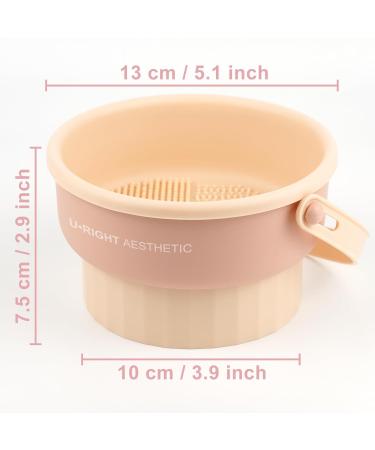 Buy 3 in 1 Silicone Makeup Brush Cleaner Mat & Bowl Drying Holder & Scrubber Tool for Easy Cleaning & Storage (Pink) | Fast International Shipping - Buy Online on GoSupps.com