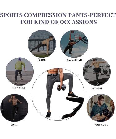 EARGFM Men's Athletic Leggings with Pockets - Grey, Medium | Compression Pants for Cycling & Running - Buy Online on GoSupps.com