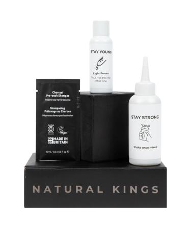 Men's Light Brown Hair Dye - Root Touch Up Hair Color - Easy Application -Long lasting - Gray Coverage with Pre-Wash Shampoo - 3.74 Fl Oz