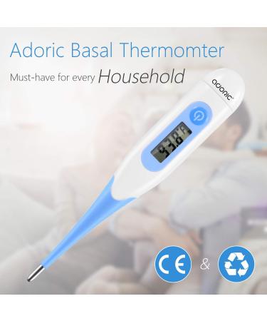 ADORIC Digital Waterproof Medical Thermometer - Fever Warning, Bright Blue White-Blue - Buy Online on GoSupps.com