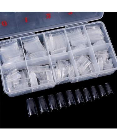 FANTESI 1000 Pcs Acrylic Half Cover French Nail Tips - Coffin Shape, Clear/Natural - for Nail Salons and DIY Manicure - Buy Online on GoSupps.com