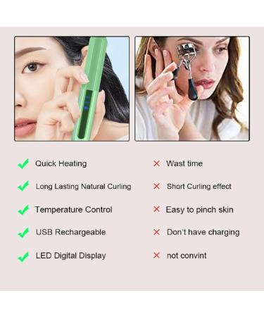 Heated Eyelash Curler USB Rechargeable Eyelash Curler 2 Gear Temperature Control with LED Display Mini Lash Curler for Women Girls Quick Heating Curling (Green) - Buy Online on GoSupps.com
