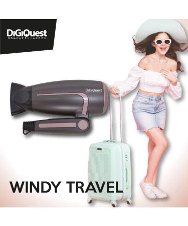 DIGIQUEST Foldable Travel Hair Dryer Windy Travel 14001600 W 2 Speeds Cold Stroke Concentrator and Diffuser Included Eyelet for Hanging - Buy Online on GoSupps.com