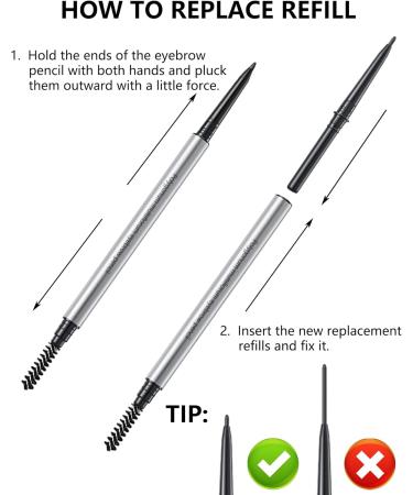 Eyebrow Pencil with Spoolie Brush- 4Pcs Professional Micro 1.5mm Tip Brow Pencil with Dual Ends Kit Longwearing Waterproof Sweat-proof Eye Brow Pencil Black Eyebrow Makeup Pencils for Women-01Black 01 Black - Buy Online on GoSupps.com