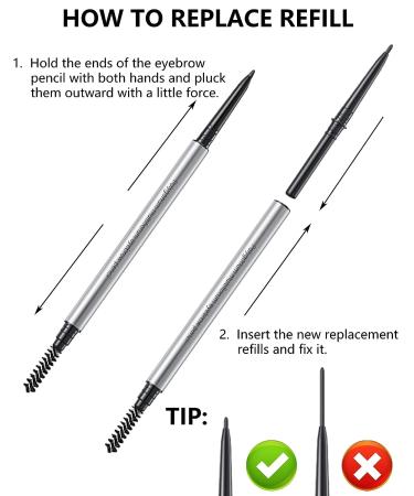 Professional Micro 1.5mm Tip Eyebrow Pencil with Spoolie Brush - 4Pcs Dual-Ended Kit for Longwearing Waterproof Black Eyebrow Makeup - Buy Online on GoSupps.com