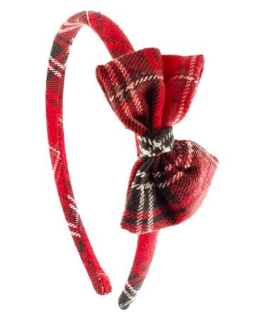 Mytoptrendz Thin Alice Band Headband Red Tartan Hairband With Small Little Cute Bow Girls Hair Accessories