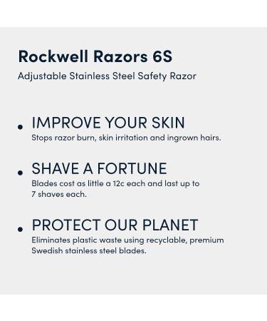 ROCKWELL RAZORS 6S Stainless Steel Double-Edge Safety Razor - 6 Adjustable Shave Settings, 5 Blades - Silver (8 Piece Set) - Buy Online on GoSupps.com