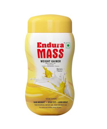 Endura Mass Weight Gainer Powder 500g Banana Flavour | Unique blend of 3 Sources of Protein Carbs Vitamins & Essential Minerals | Ideal for Children Above 10 Years Men Women & Athletes
