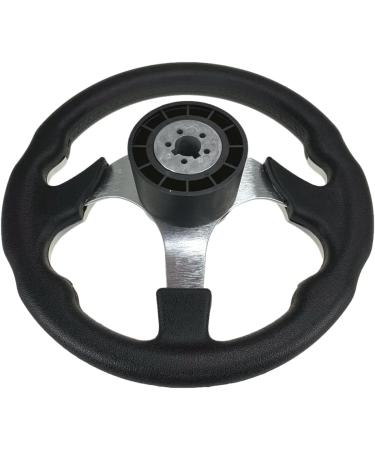 Pactrade Marine Non-Magnetic Boat Steering Wheel - Aluminum Frame, PU Sleeves, 3 Spokes, 12-1/2 Diameter, 3/4 Tapered Bore - Silver/Silver - Buy Online on GoSupps.com