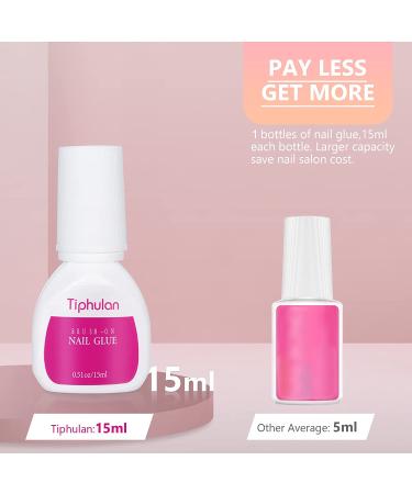 Tiphulan Brush on Nail Glue (15ml) - Professional Acrylic Nail Adhesive for Press on Nails - Strong & Long Lasting - 1pcs - Buy Online on GoSupps.com