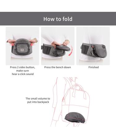 Bebamour HipSeat Baby Carrier 0-36 Months | Adjustable 3-in-1 Back Support Waist Stool - New Light Gray | Lightweight & Comfortable for Newborns to Toddlers - Buy Online on GoSupps.com