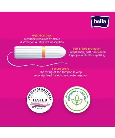 Bella Tampo Regular Tampons - Easy Twist System 5 Packs of 16 | Ideal for Beginners - International Shipping Available - Buy Online on GoSupps.com
