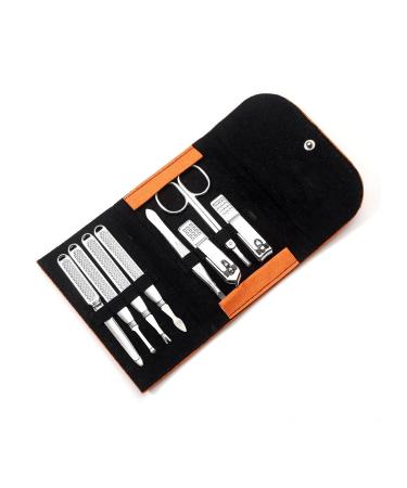 Nail Clippers Set Manicure Pedicure Personal Care Set Built in Nail File Man Portable 8 Piece Orange Travel Travel
