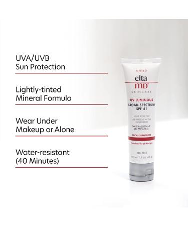 EltaMD UV Luminous Tinted Face Sunscreen SPF 41 Rosy Tint - 1.7 oz Tube - Buy Online on GoSupps.com