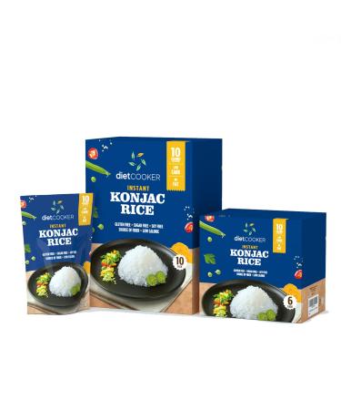 Diet Cooker Konjac Rice 9.52 oz (10 Pack) - Keto & Vegan Friendly, Odor Free, Low Calorie, Zero Net Carbs - Slim Rice for Healthy Diets - Buy Online on GoSupps.com