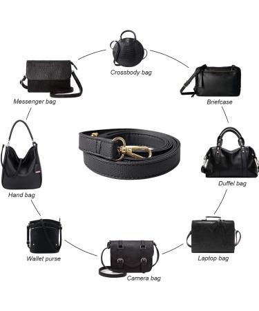JKNAKN Replacement Adjustable Leather Shoulder Strap with Metal Swivel Hooks for Crossbody Bag Briefcase Messenger Bag Shoulder Bag Purse Making -2 cm Width (Black) - Buy Online on GoSupps.com
