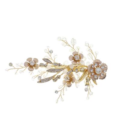 Beaupretty 1pc Flower Hairpin Crystal Gold Headpiece Vintage Hair Clips Rhinestone Barrettes for Women Hair Clips Alligator Hollow Star Hair Pin New Alloy Temperament Bride Headgear