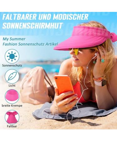 Yamitora Women's Sun Hat - UV Protection Zippered Visor 2-Piece Set for Beach Golf Travel - Outdoor Summer Hats in Marine Blue & Rose Red - Buy Online on GoSupps.com