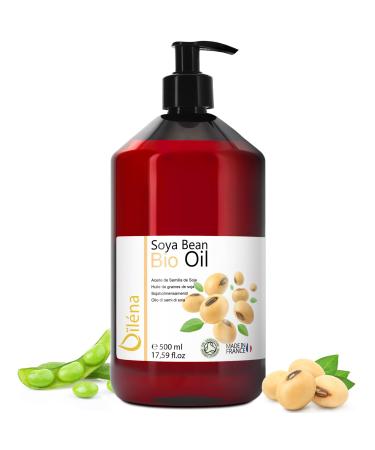 Organic Soy Oil - Moisturizing Body Oil for Professional Massage Anti-Cellulite Firming Anti-Aging Face with Vitamin E Make-up Remover Bronzing - 500 ml