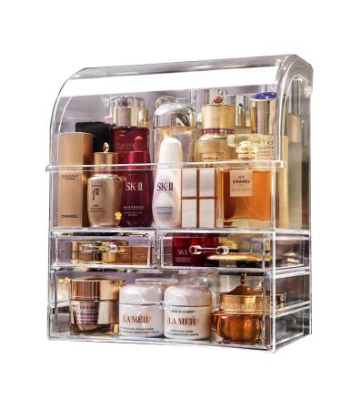 MOOCHI Professional Large Cosmetic Makeup Organizer Dust Water Proof Cosmetics Storage Display Case with Drawers XL(11.8"W x 6.9"D x 14"H) Clear