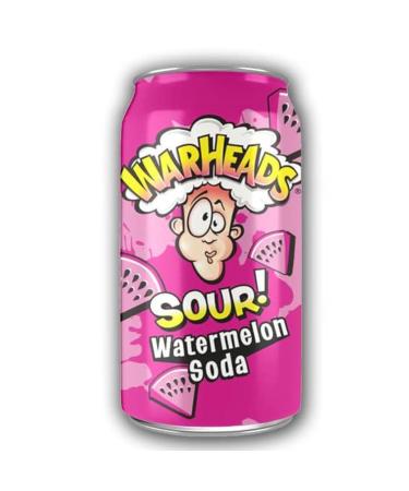 Nassau Candy Warheads Sour! Watermelon Flavoured Soda 355ml (Pack of 12)