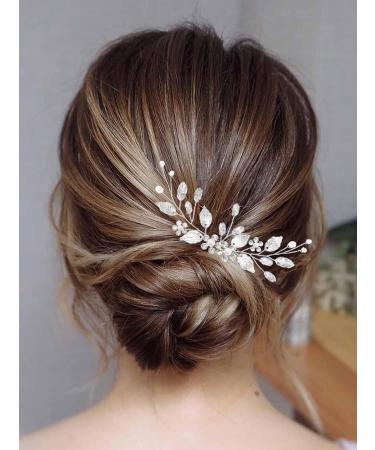Vakkery Wedding Hair Comb Silver Crystal Flower Hair Combs Slides Bridal Hair Accessories for Women and Girls - Buy Online on GoSupps.com