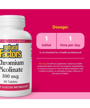 Natural Factors Chromium Picolinate 500 mcg 90 Tabs (Pack of 4) - Buy Online on GoSupps.com