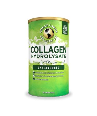 Great Lakes Gelatin Collagen Hydrolysate Grass-Fed Bovine Hydrolysed Collagen Peptides Protein Powder Supplement Unflavoured 454g Can (454g Can) 454 g (Pack of 1)