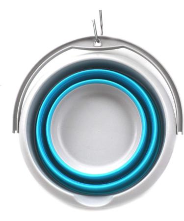 SAMMART 5L Collapsible Plastic Bucket - Portable Fishing Water Pail - Grey/Bright Blue - Buy Online on GoSupps.com