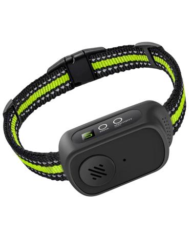 Rechargeable Dog Bark Collar with Beep Vibration and Shock,Anti Barking Collar for Small Medium Large Dogs, Humane Dog Training Device with 5 Adjustable Sensitivity Levels Black+Green