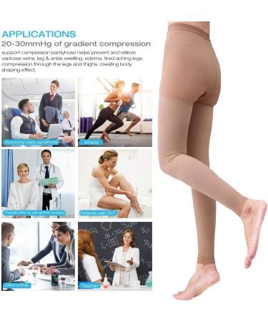 Medical Compression Tights for Women - 20-30 mmHg Opaque Support Hose for Varicose Veins & Edema - Small Beige - Buy Online on GoSupps.com