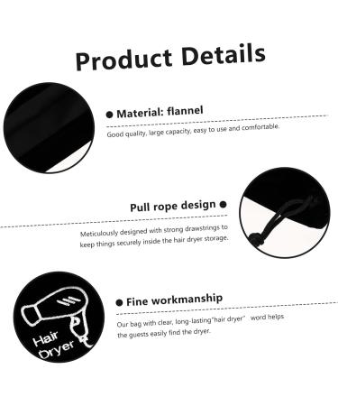Gogogmee 5 Pcs Hair Dryer Storage Bag Cotton Drawstring Bags Drawstring Makeup Bag Sack Flannel Black - Buy Online on GoSupps.com