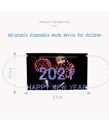 2021 Happy New Years Print Adult Disposable Christmas Facemask 3Ply Breathable Cloth Face_Masks 10PCS - Fits Men and Women - Buy Online on GoSupps.com