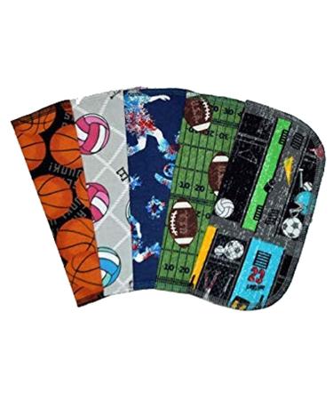 1 Ply Printed Flannel Little Wipes 8x8 Inches Set of 5 Sports Loving
