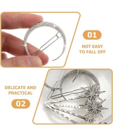 FRCOLOR 2 Sets Snowflake Star Hair Clip Star Hair Accessories Silver Star Hair Clips Silver Barrettes Star Moon Hair Clip Hair Jewelry Golden Hair Clips Hair Pin Hairpin Diamond Alloy - Buy Online on GoSupps.com