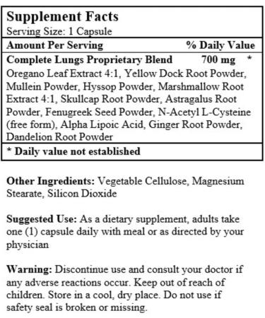 Nu-Health Complete Lungs Formula | Herbal Respiratory Support Supplement with NAC Mullein Marshmallow Root Oregano & Antioxidants | Supports Breathing & Lung Wellness | 60 Capsules - Buy Online on GoSupps.com