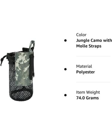 Buy Bassdash Tactical MOLLE Water Bottle Bag - Foldable Mesh Holder with Carabiner for Travel Fishing Hiking & Outdoor Activities | Jungle Camouflage - Buy Online on GoSupps.com