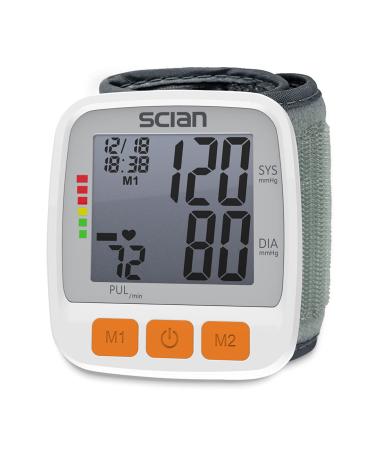 SCIAN Wrist Blood Pressure Machine with Adjustable Wrist Cuff & 2x90 Reading Memory for Home & Clinical & Health Monitoring